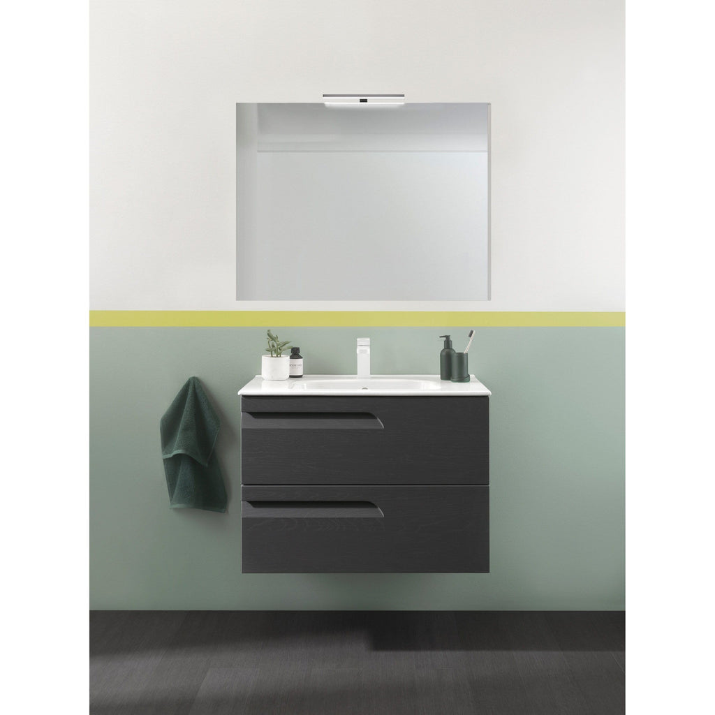Vitale 32 inches Wall Mounted Modern Bathroom Vanity 2 Drawer Grey Nature with basin