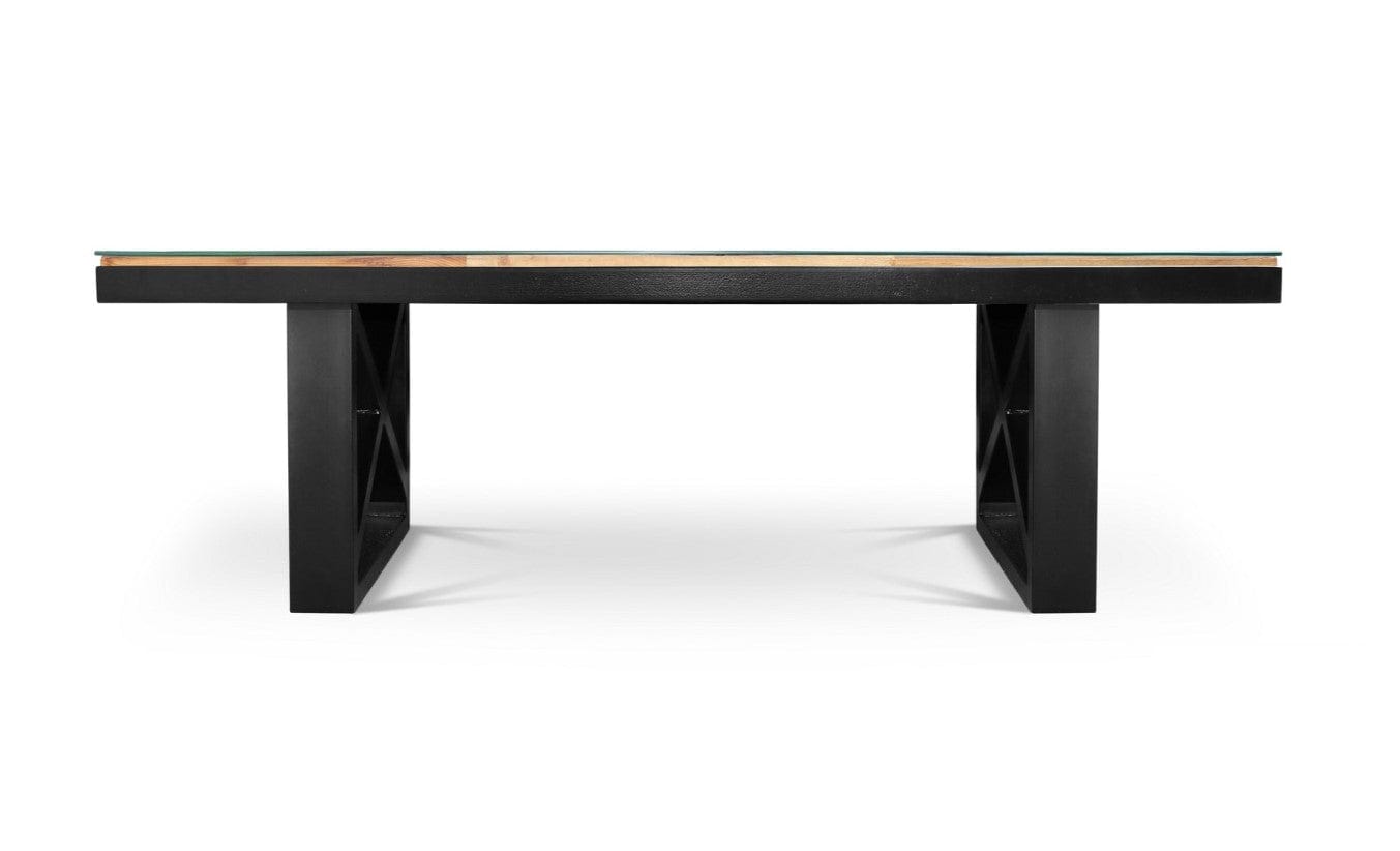 KANTO-T Glass top Solid Wood Dining Table