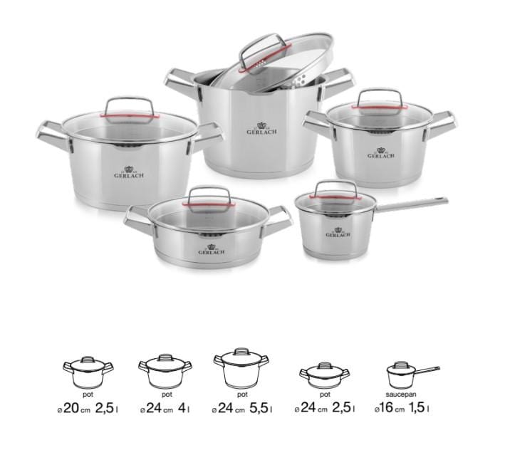 SUPERIOR Stainless Steel Pot Set With Lids 10 pcs