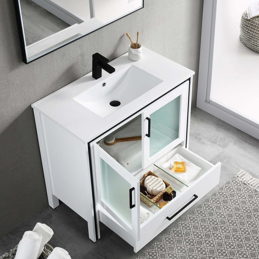 Blossom Birmingham 36 Inch Vanity Only in Glossy White with Black Trim