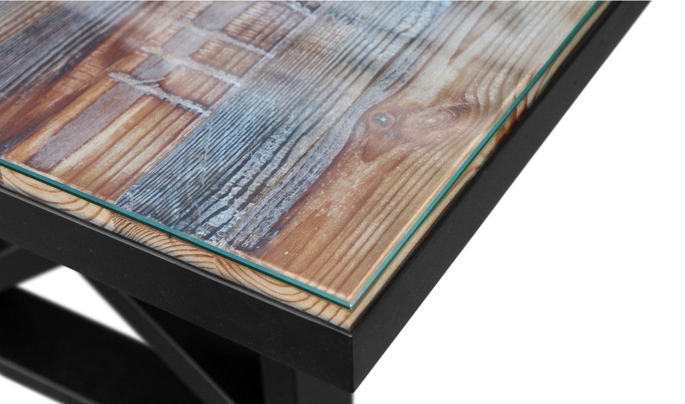 KANTO-T Glass top Solid Wood Dining Table