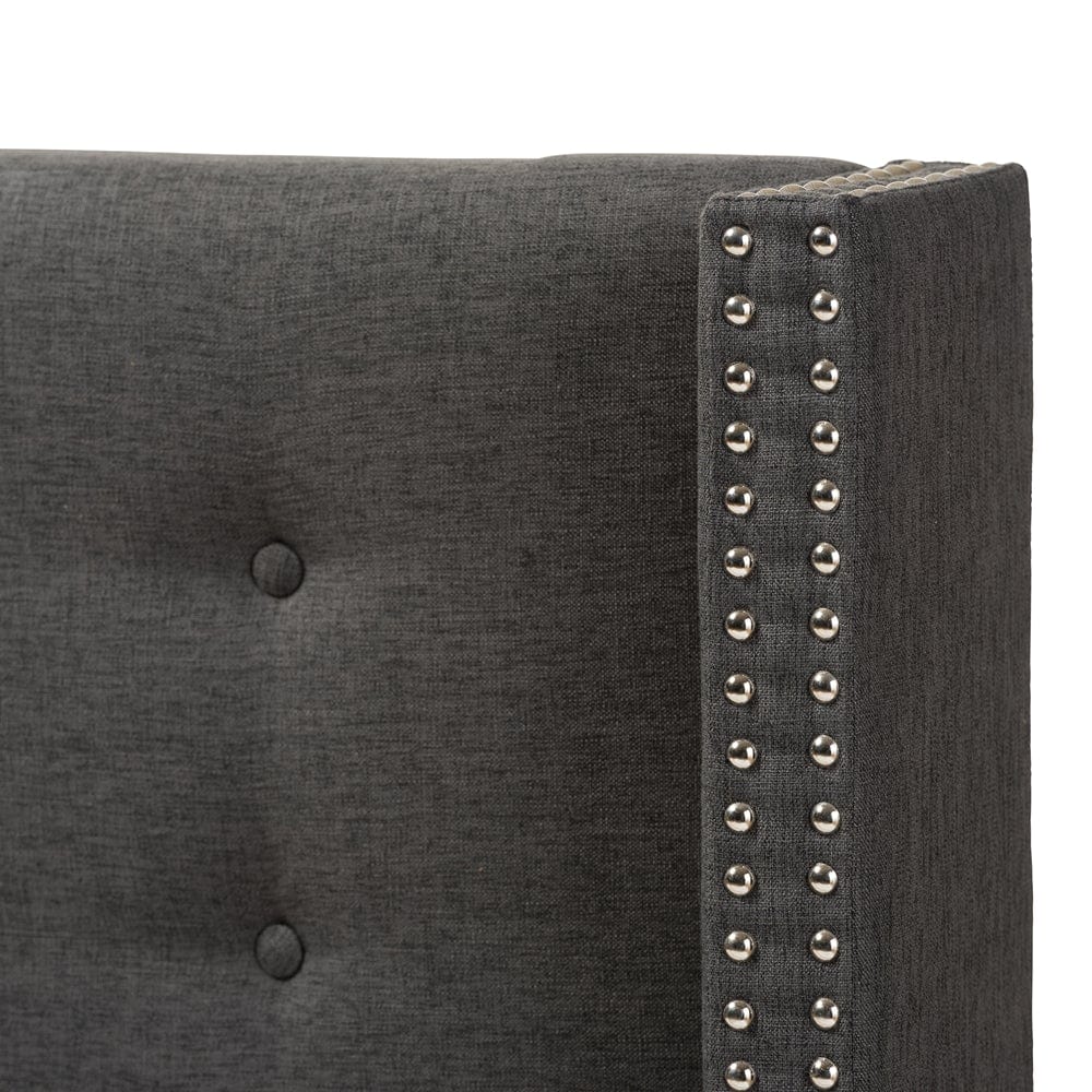 Baxton Studio Headboard Ginaro Contemporary Dark Grey Fabric Tufted