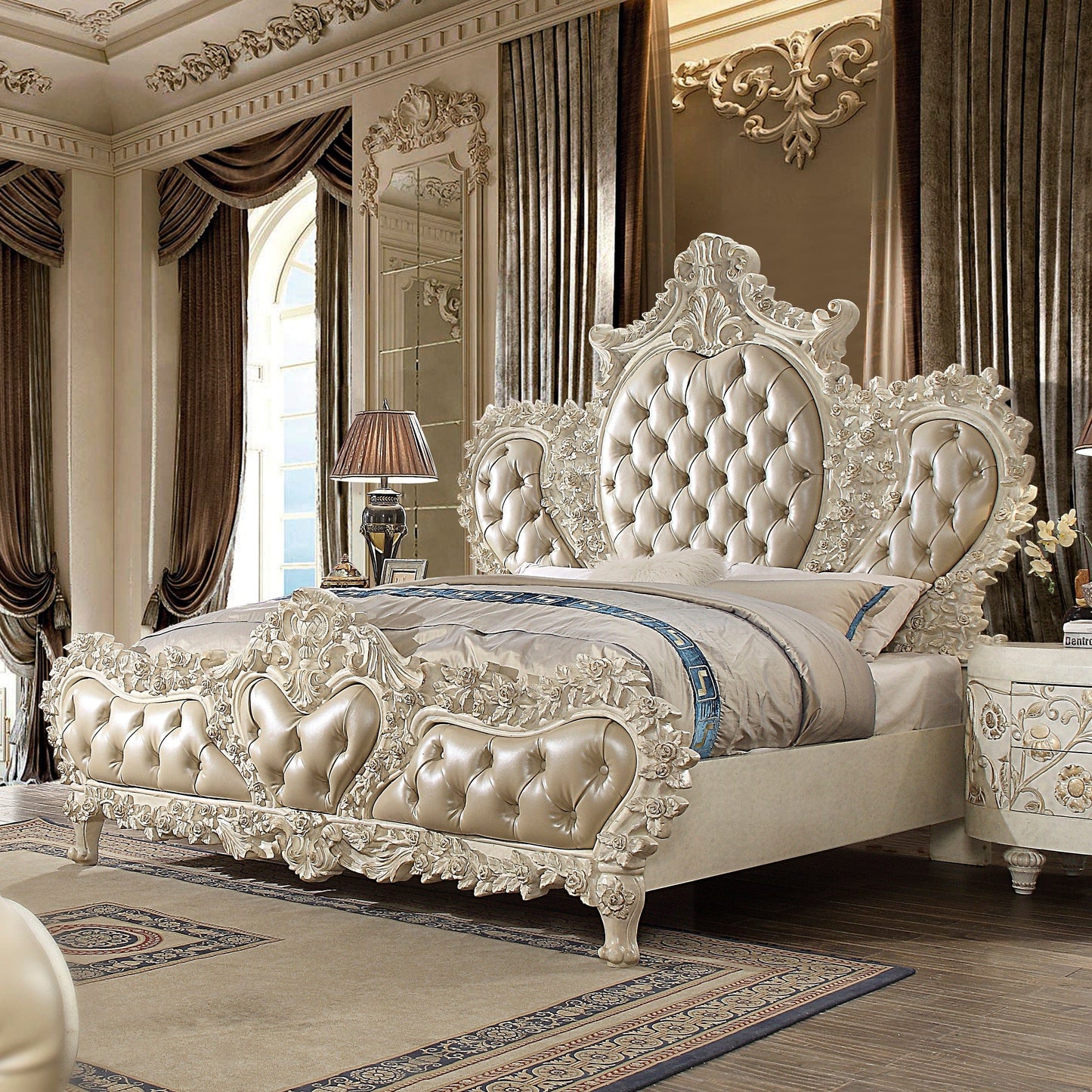 Carved Luxury Tufted Bed Homey DesignHD-8030 - Ek Bed