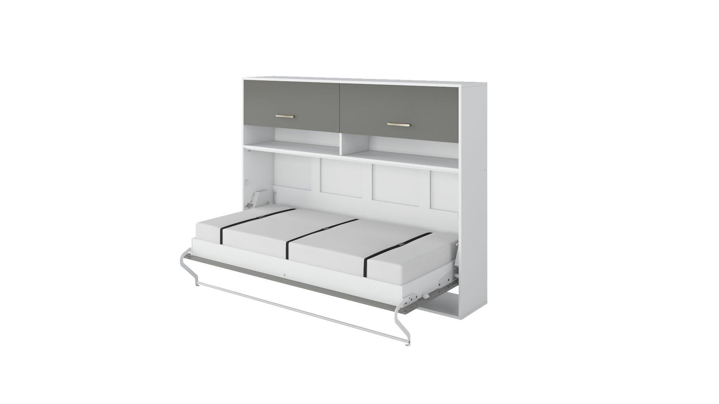Invento Horizontal Wall Bed, Full XL Size with a cabinet on top