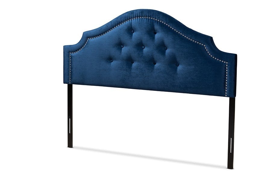 Baxton Studio Cora Modern and Contemporary Royal Blue Velvet Fabric Upholstered Queen Size Headboard