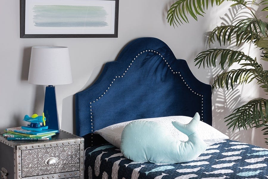 Baxton Studio Rita Modern and Contemporary Navy Blue Velvet Fabric Upholstered Twin Size Headboard
