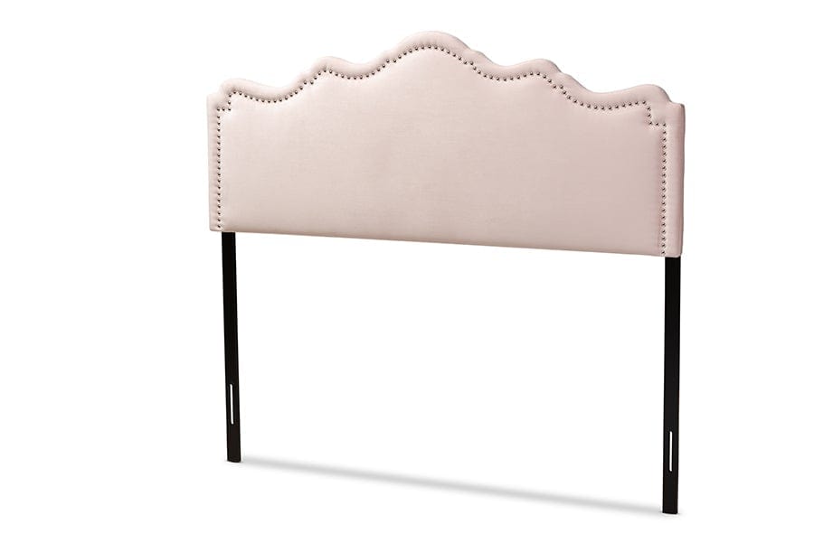 Baxton Studio Nadeen Modern and Contemporary Light Pink Velvet Fabric Upholstered King Size Headboard
