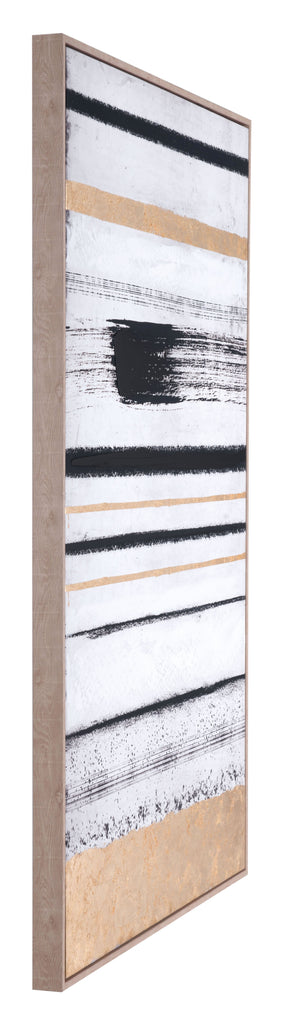 Zuo Vertical Brush Strokes Canvas Black & Gold (A12197)