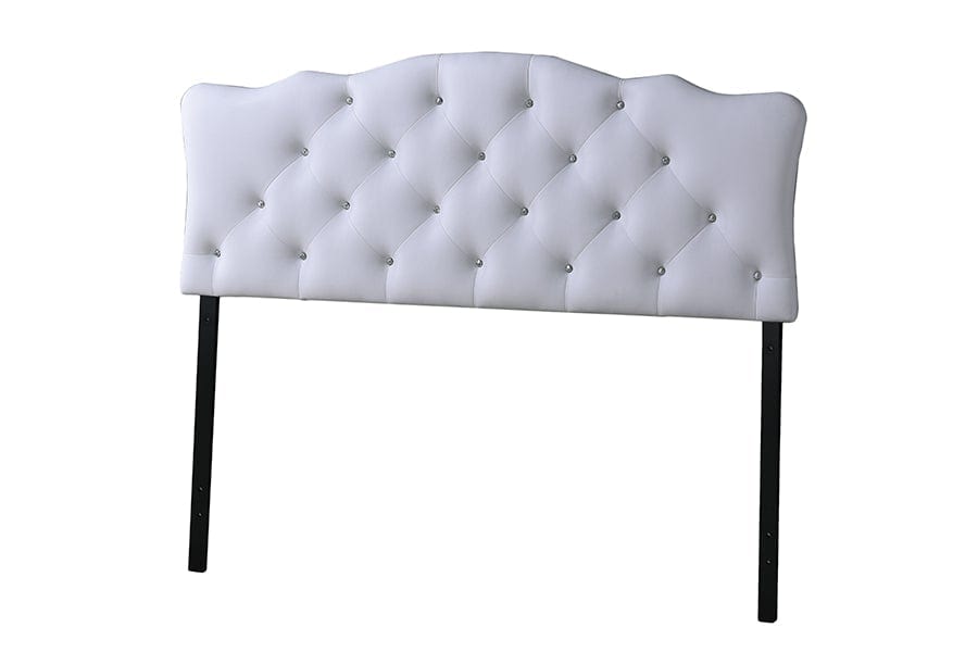 Baxton Studio Rita Modern and Contemporary Queen Size Black Faux Leather Upholstered Button-tufted Scalloped Headboard