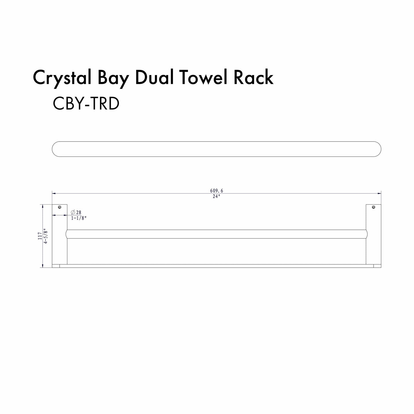 ZLINE Crystal Bay Double Towel Rail with Color Options (CBY-TRD)