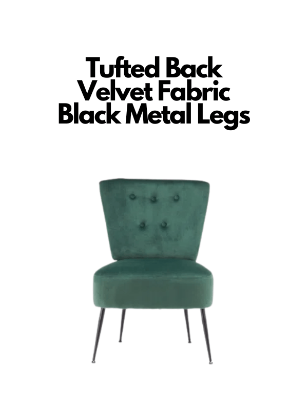Maizonet Tufted Accent Chair with Black Metal Legs, Bedroom Chair Modern
