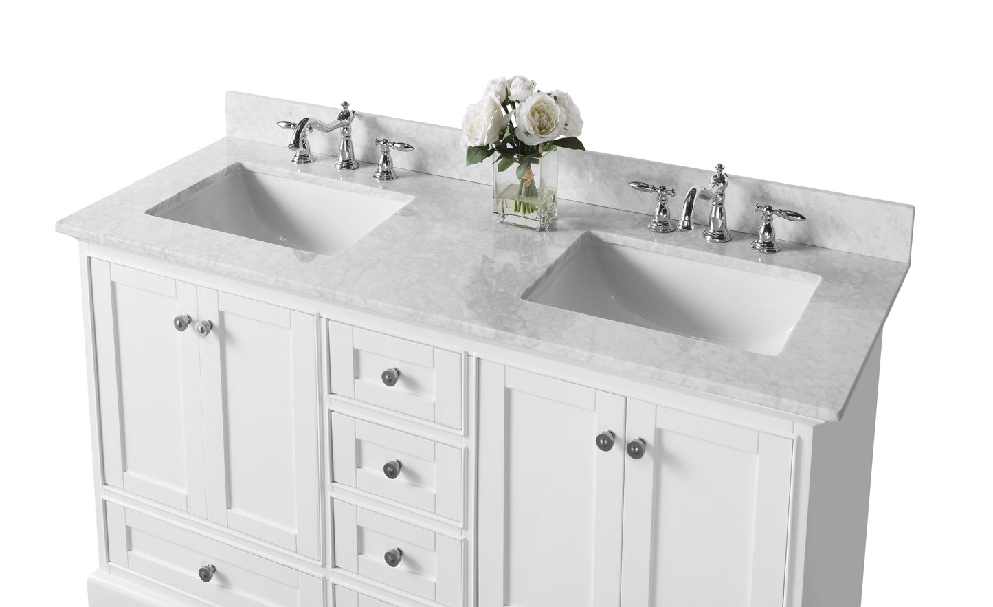 Ancerra Designs Audrey 60 in. Bath Vanity Set in White with 24 in. Mirror