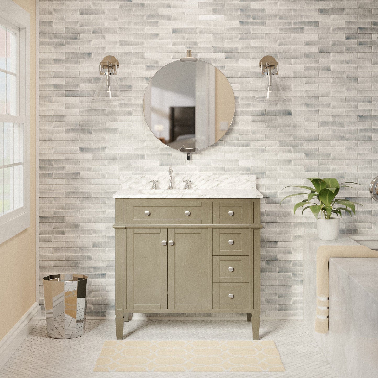 Hailey 36-inch Vanity with Carrara Marble Top