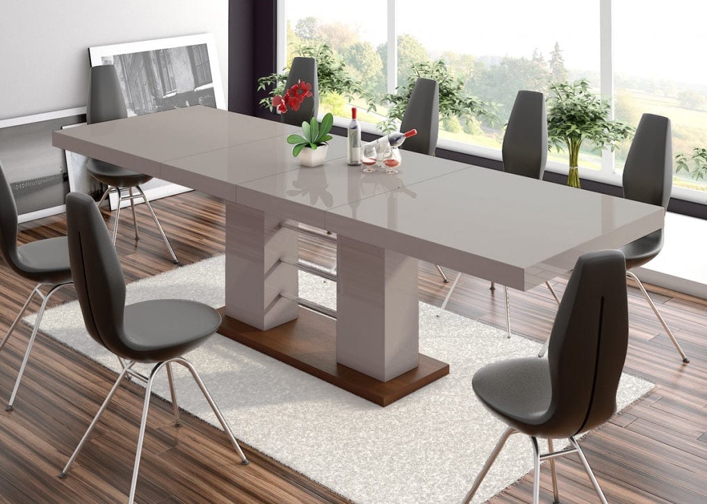 Dining Table with 2 Extension online sale Cappuccino Gloss