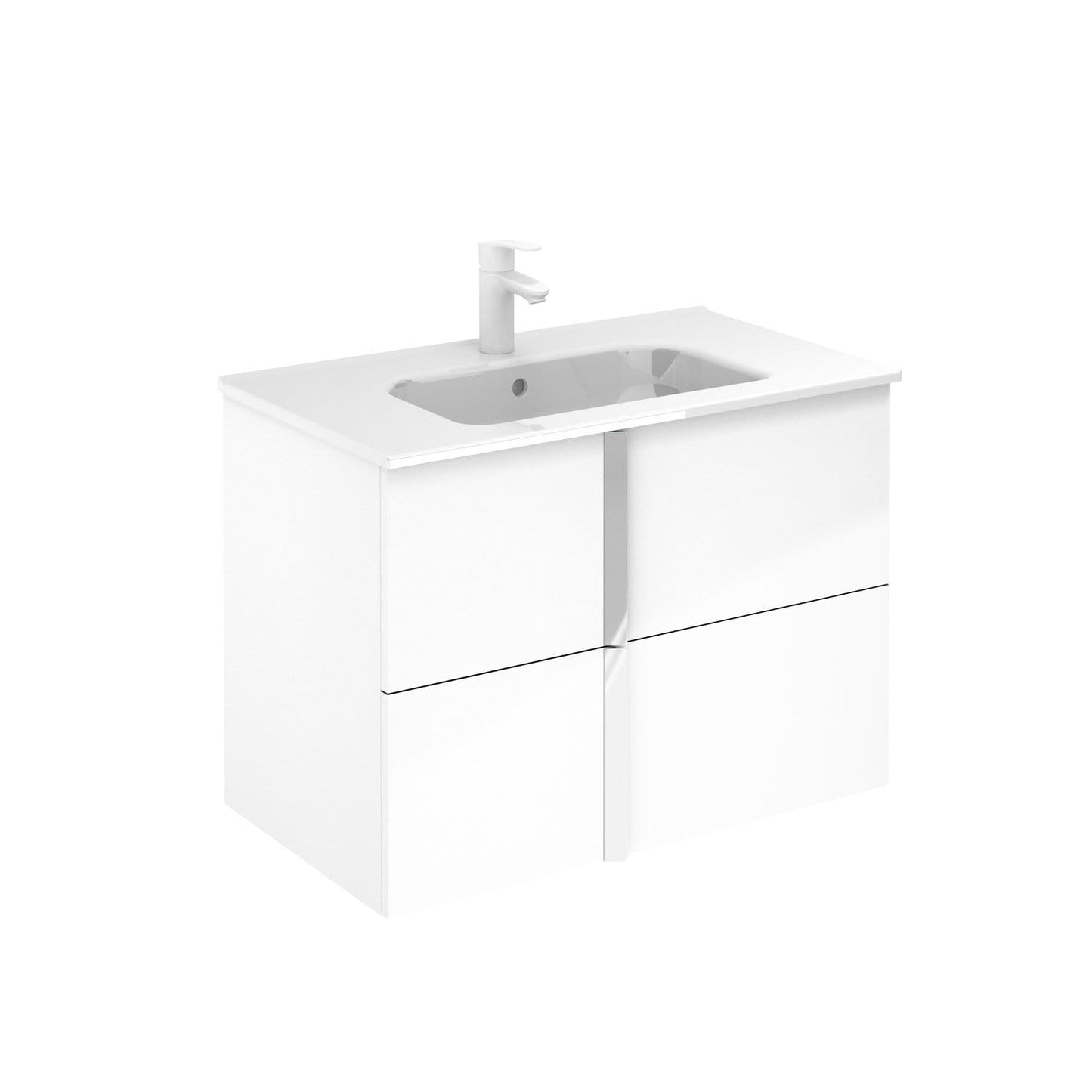 Onix Modern Wall Mounted Bathroom Vanity. 32 Inches. White. 2 Drawer with basin