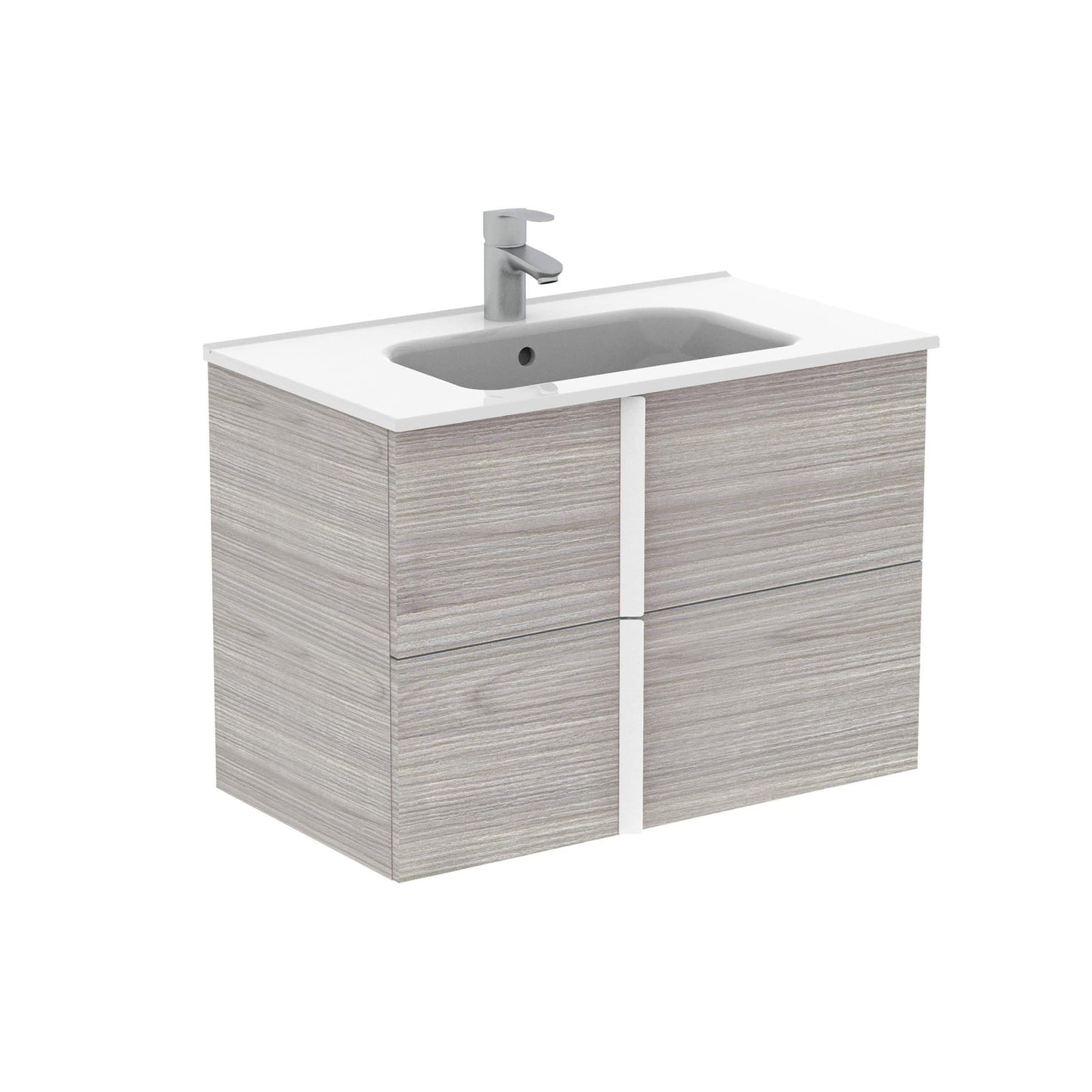 Royo Onix Modern Wall Mounted Bathroom Vanity, 32 Inches, Grey, 2 Drawer with basin