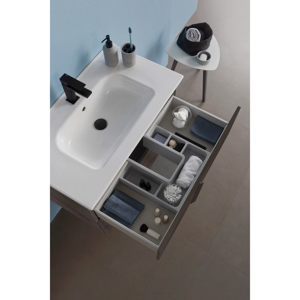 Royo Onix Modern Wall Mounted Bathroom Vanity, 32 Inches, Grey, 2 Drawer with basin