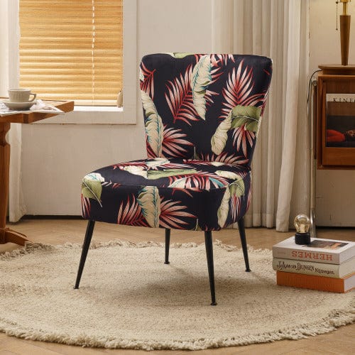 Maizonet Tufted Accent Chair with Black Metal Legs, Bedroom Chair Modern