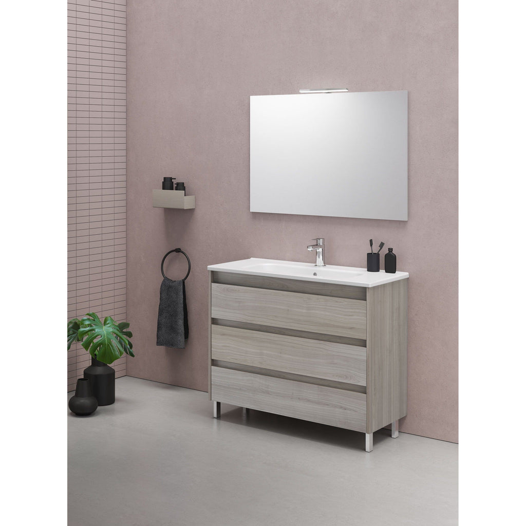 Royo Sansa Modern Standing Bathroom 24 In Vanity 3 Drawer Grey with Cerramic Basin
