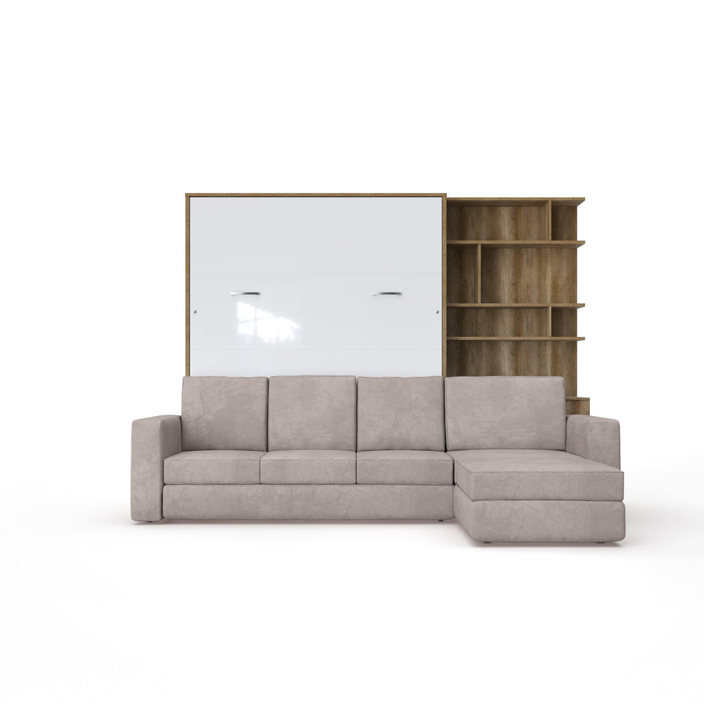 Murphy Bed European Queen size with a Sectional Sofa and a Bookcase, INVENTO. Sale