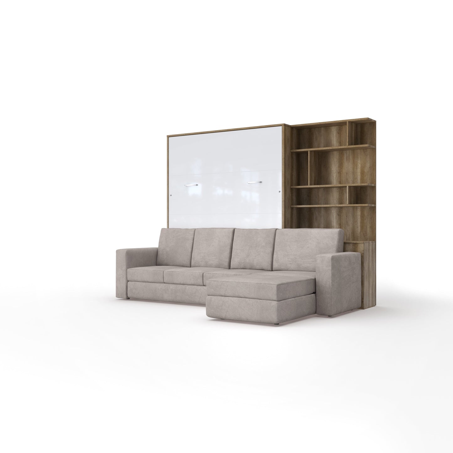 Murphy Bed European Queen size with a Sectional Sofa and a Bookcase, INVENTO. Sale