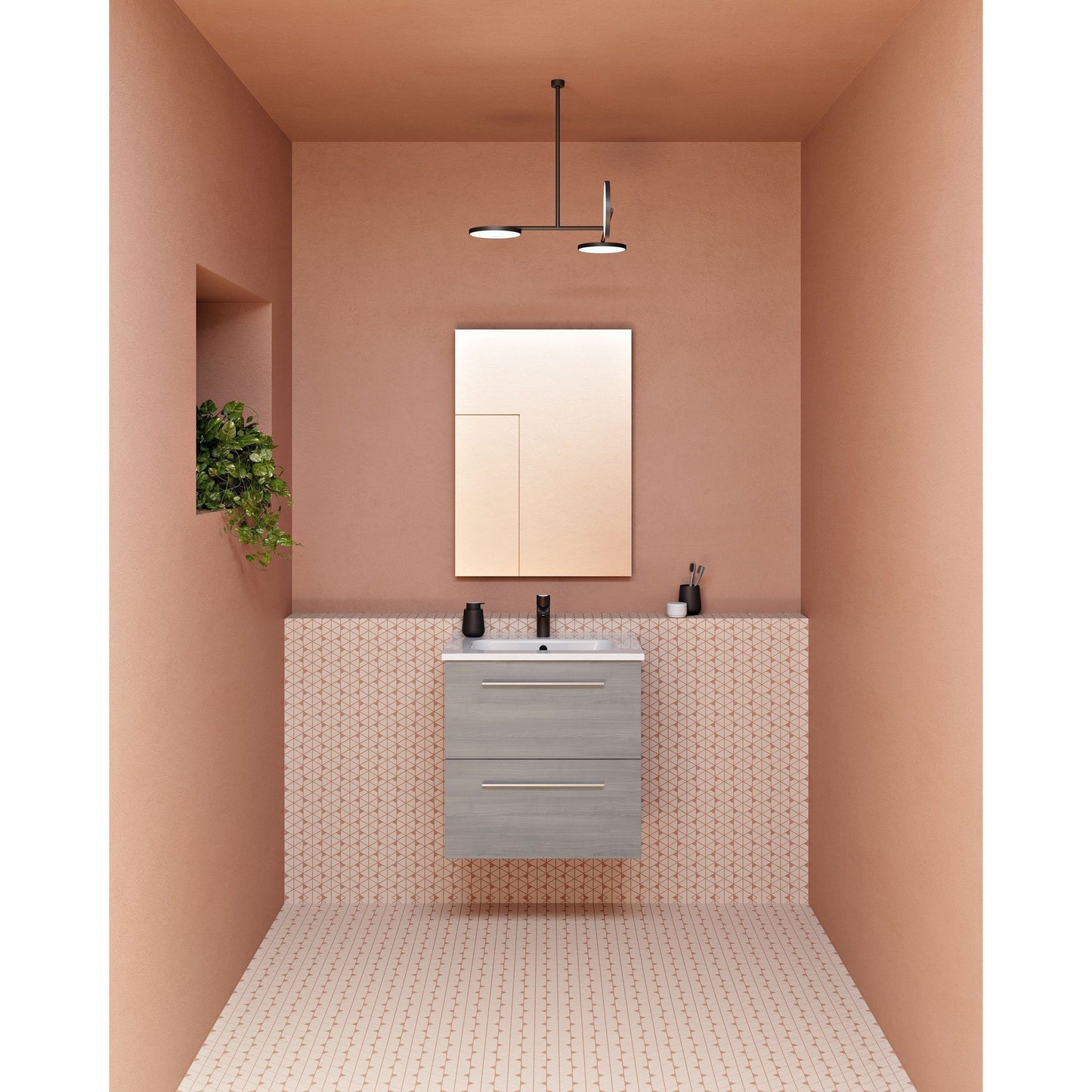 Royo Street Modern Floating Bath Vanity Set 20 " Grey with Basin and Mirror