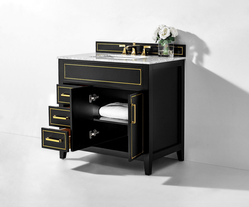 Ancerra Designs Aspen 36 in. Bath Vanity Set in Black Onyx