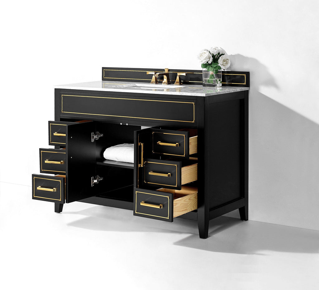 Ancerra Designs Aspen 48 in. Bath Vanity Set in Black Onyx