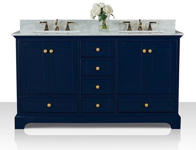 Ancerra Designs Audrey 60 in. Bath Vanity Set in Heritage Blue with 24 in. Mirrors