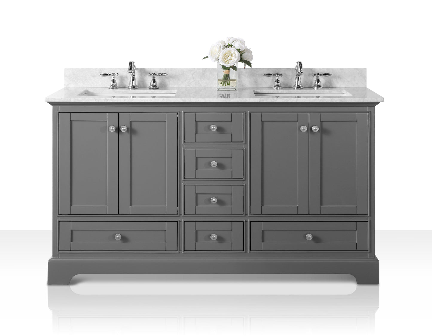 Ancerra Designs Audrey 60 in. Bath Vanity Set in Sapphire Gray with 24 in. Mirror