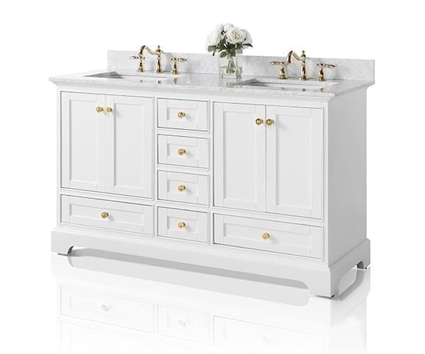 Ancerra Designs Audrey 60 in. Bath Vanity Set in White with 24 in. Mirrors