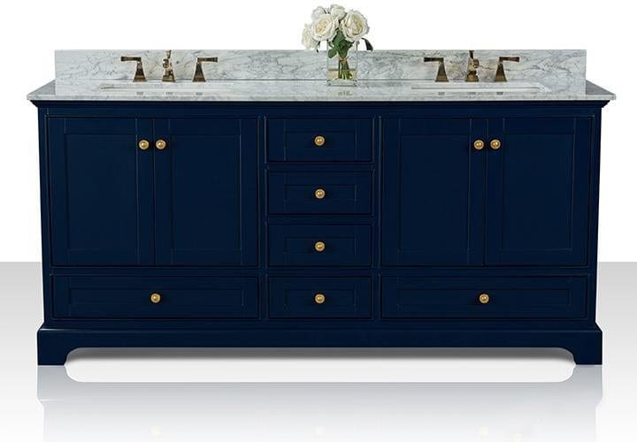 Ancerra Designs Audrey 72 in. Bath Vanity Set in Heritage Blue with 24 in. Mirrors