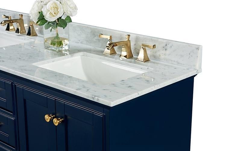 Ancerra Designs Audrey 72 in. Bath Vanity Set in Heritage Blue with 24 in. Mirrors