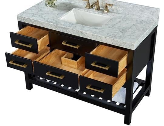 Ancerra Designs Elizabeth 48 in.Bath Vanity Set in Black Onyx