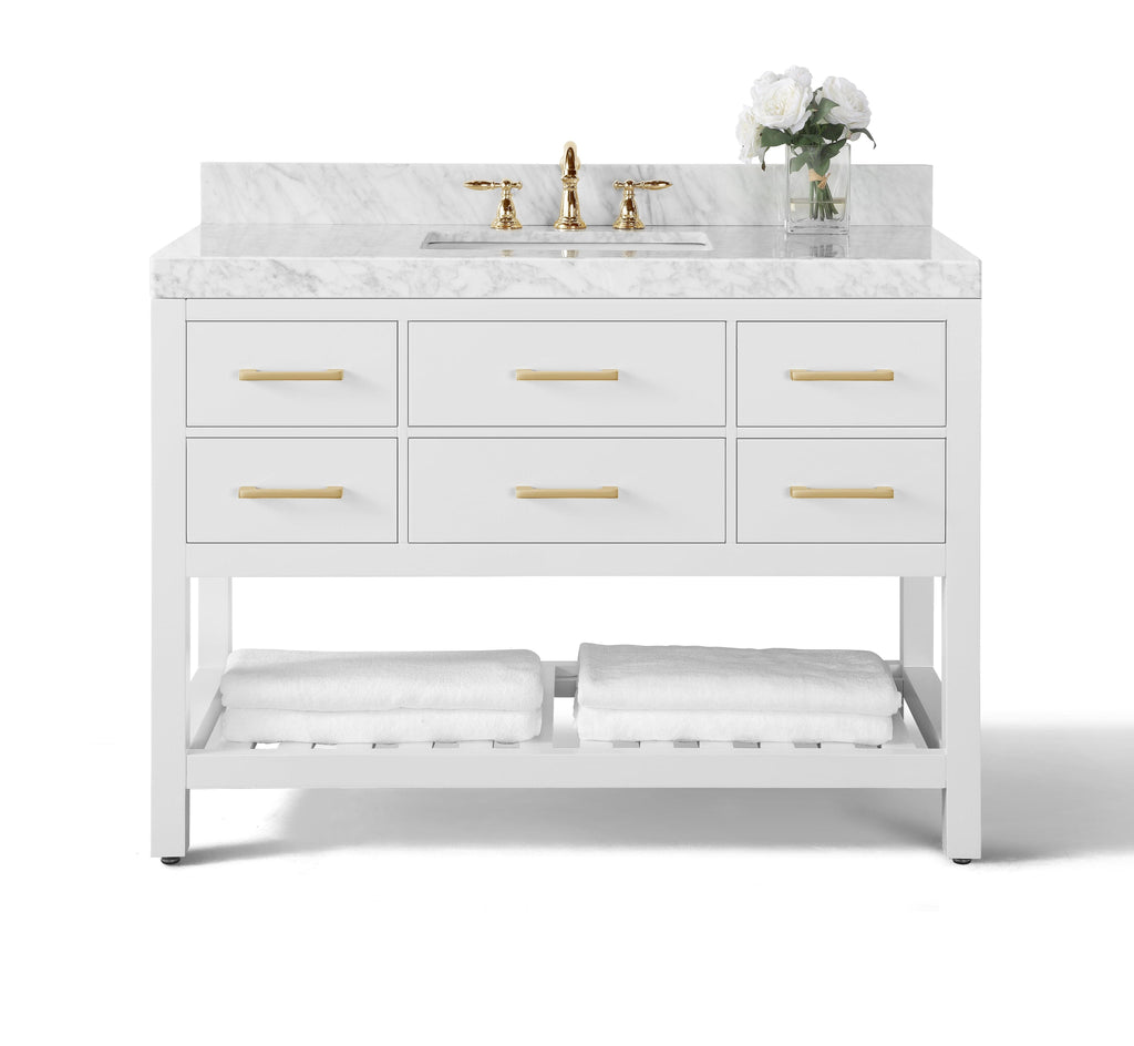 Ancerra Designs Elizabeth 48 in.Bath Vanity Set in White with 28 in. Mirror