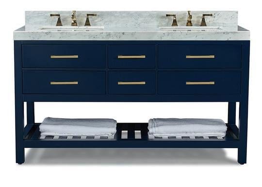 Ancerra Designs Elizabeth 60 in. Bath Vanity Set in Heritage Blue with 24 in. Mirrors