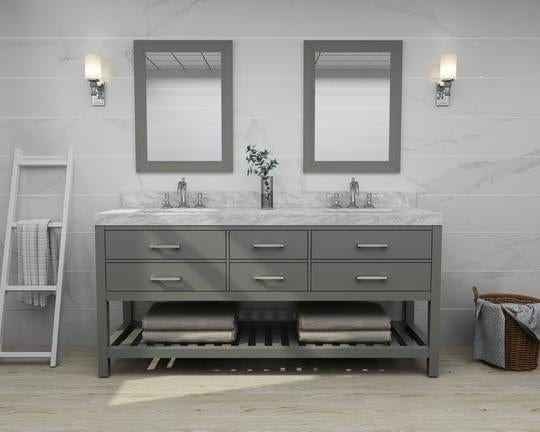 Ancerra Designs Elizabeth 72 in. Bath Vanity Set in Sapphire Gray with 24 in. Mirror