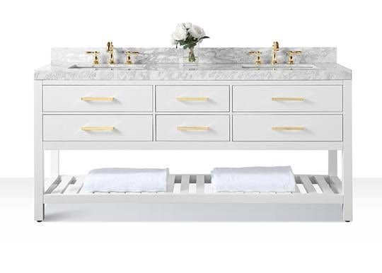 Ancerra Designs Elizabeth 72 in. Bath Vanity Set in White with 24 in. Mirrors