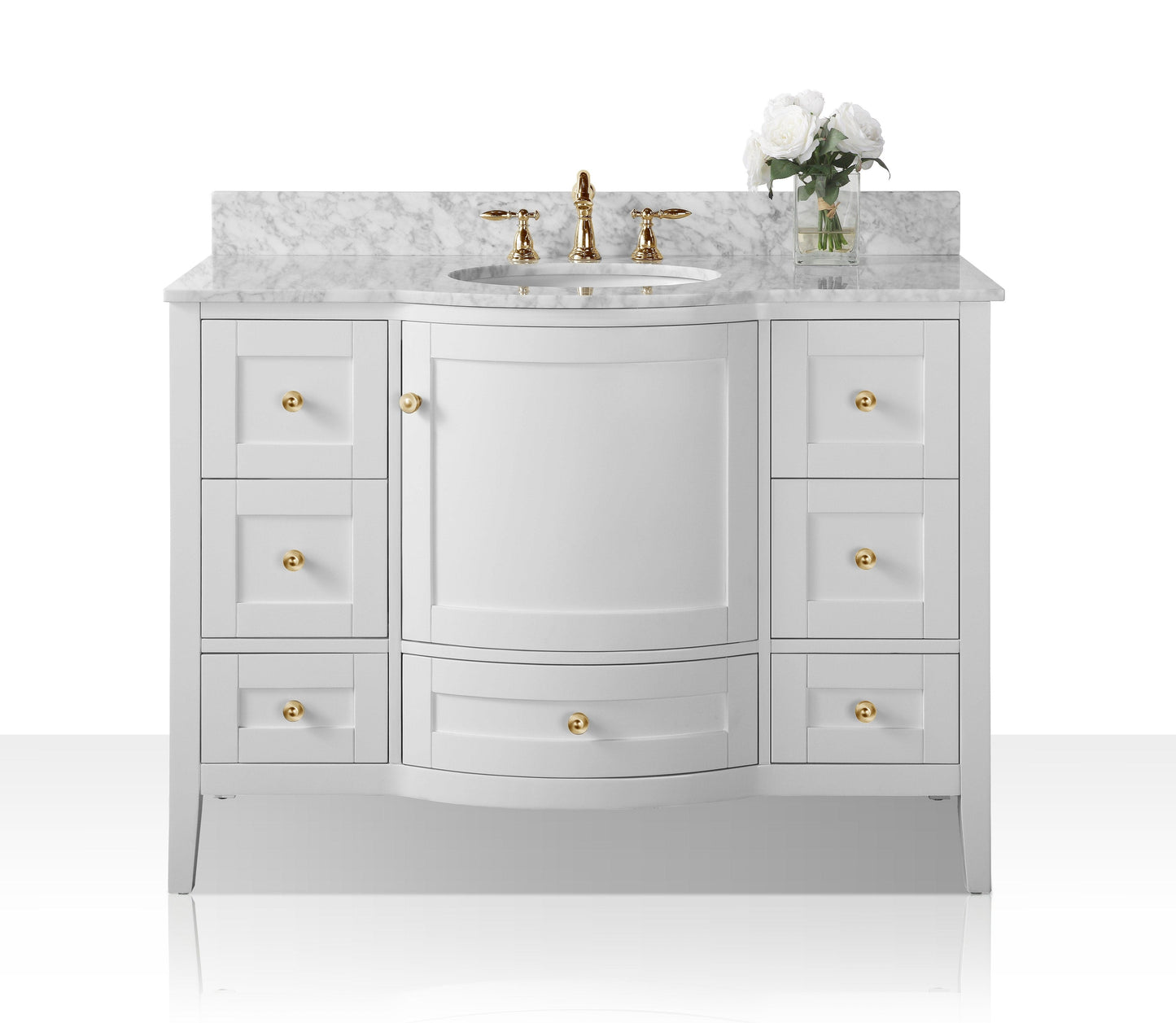 Ancerra Designs Lauren 48 in. Bath Vanity Set in White with 28 in. Mirror