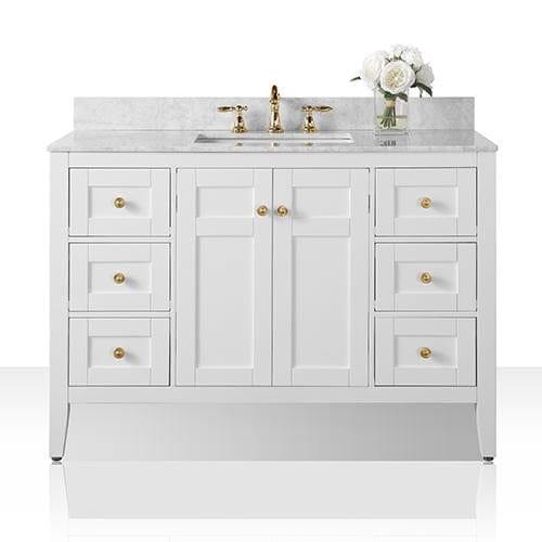 Ancerra Designs Maili 48 in. Bath Vanity Set in White with 28 in. Mirror