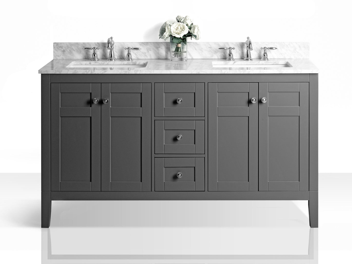 Ancerra Designs Maili 60 in. Bath Vanity Set in Sapphire Gray with 24 in. Mirror