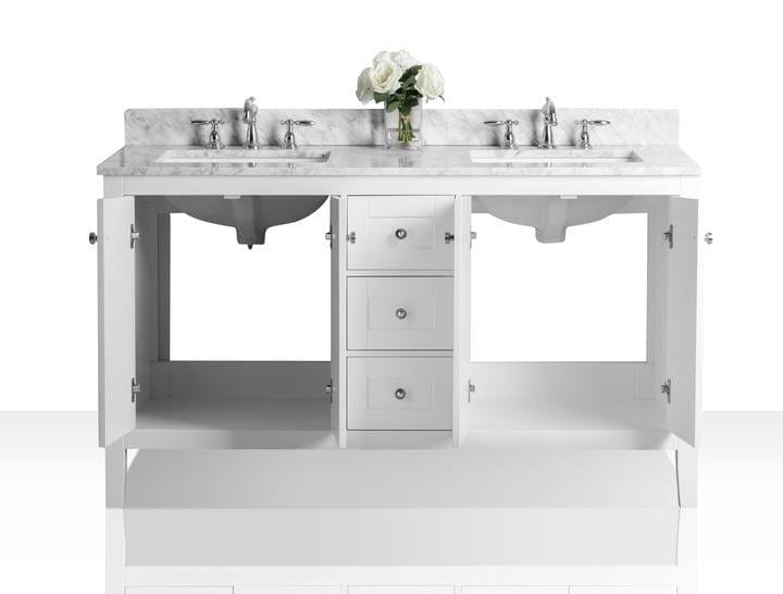Ancerra Designs Maili 60 in. Bath Vanity Set in White with 24 in. Mirror