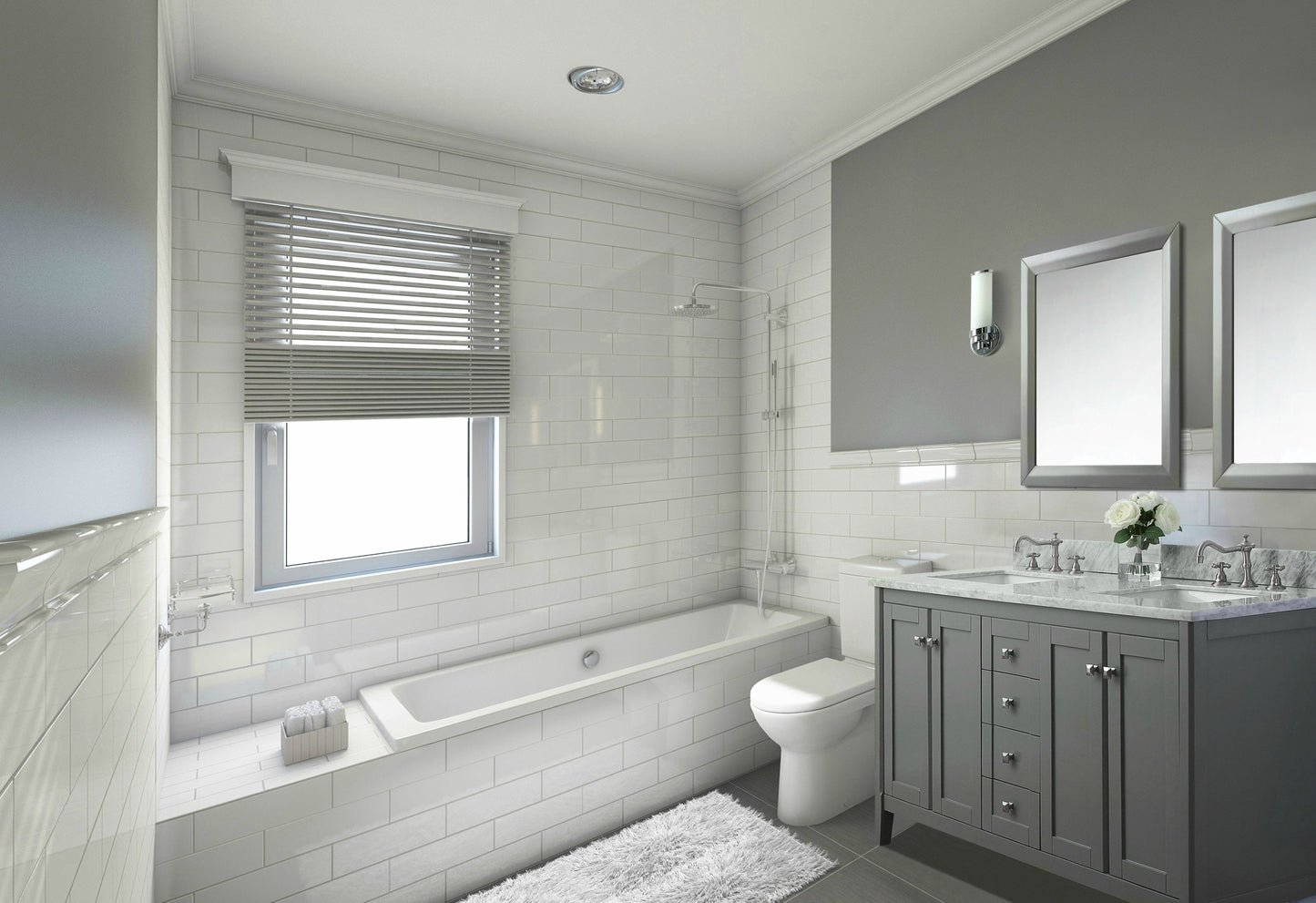 Ancerra Designs Shelton 60 in. Bath Vanity Set in Sapphire Gray with 24 in. Mirror