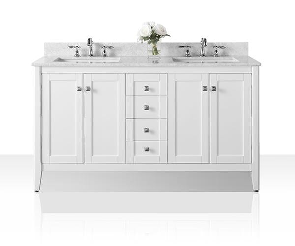 Ancerra Designs Shelton 60 in. Bath Vanity Set in White with 24 in. Mirror