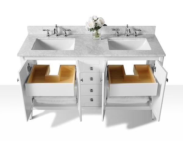 Ancerra Designs Shelton 60 in. Bath Vanity Set in White with 24 in. Mirror