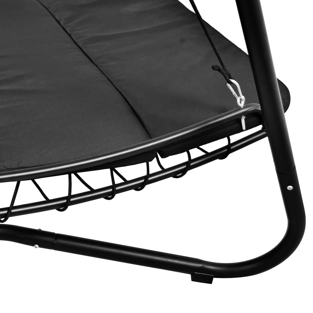 Outdoor Swing Hammock Bed With Canopy Textilene Cushion for Patio,  Backyard,Garden, Porch, Black