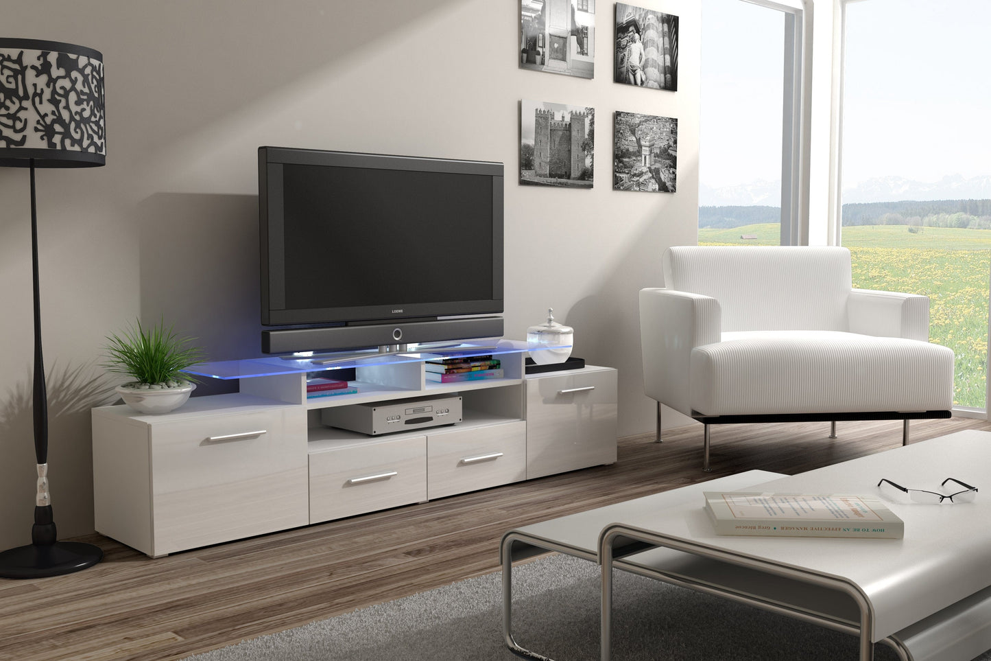 EVORA modern TV Stand with glossy fronts