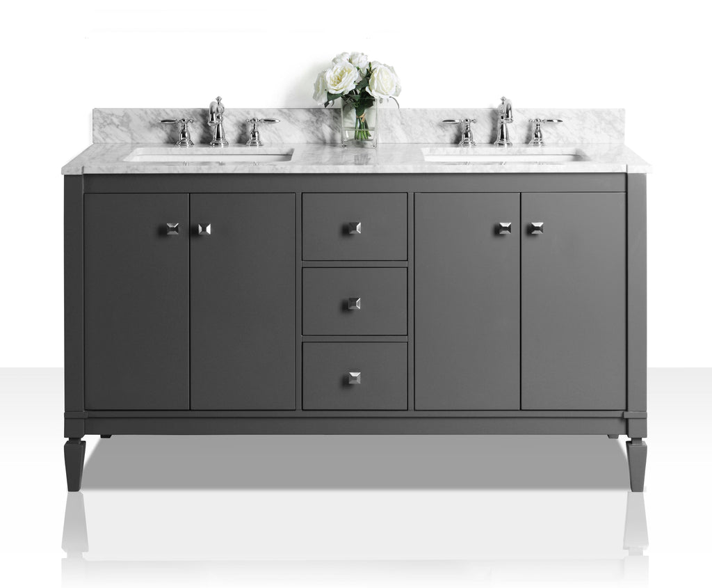 Ancerra Designs Kayleigh 60 in. Bath Vanity Set in Sapphire Gray with 24 in. Mirror