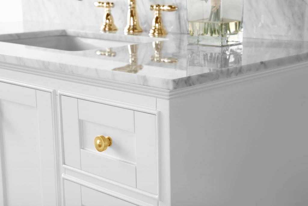 Ancerra Designs Audrey 48 in. Bath Vanity Set in White with 28 in. Mirror