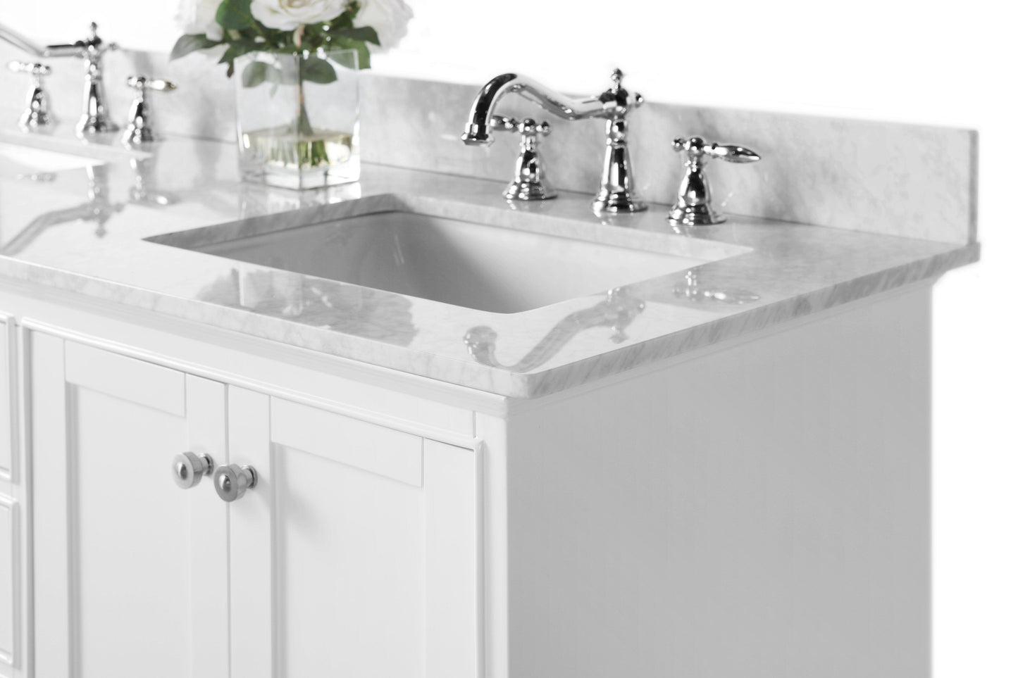 Ancerra Designs Audrey 60 in. Bath Vanity Set in White with 24 in. Mirror